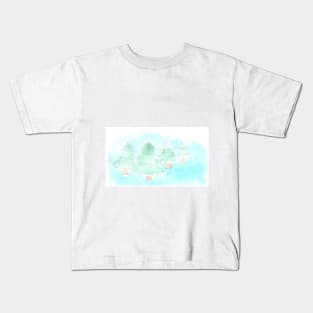 Christmas trees, tree, forest, winter, holiday, holidays, watercolor, gift, plants, illustration Kids T-Shirt